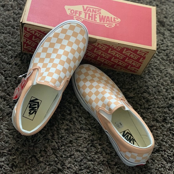 bleached apricot checkered vans